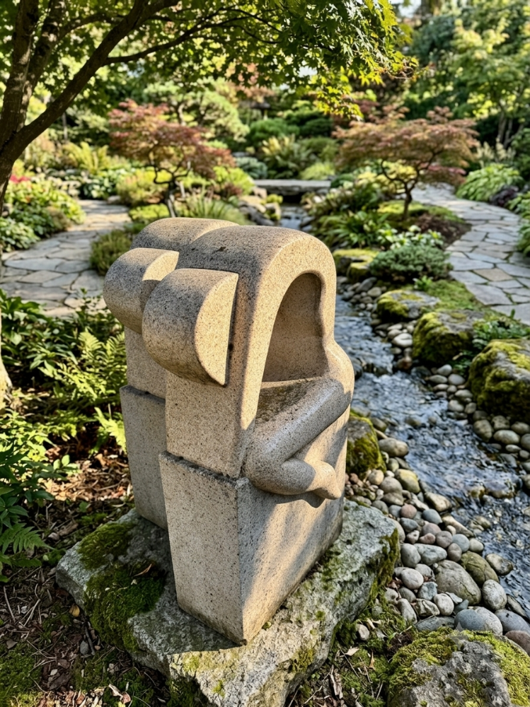 Moderne Naturstein-Skulptur „Die Umarmung“