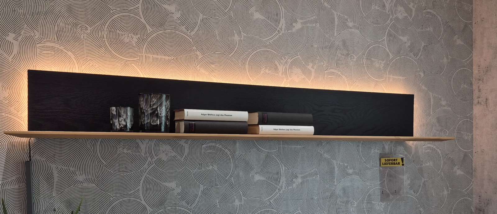 Wandboard Riffbuche massiv Kernesche gebürstet anthrazit gebeizt
