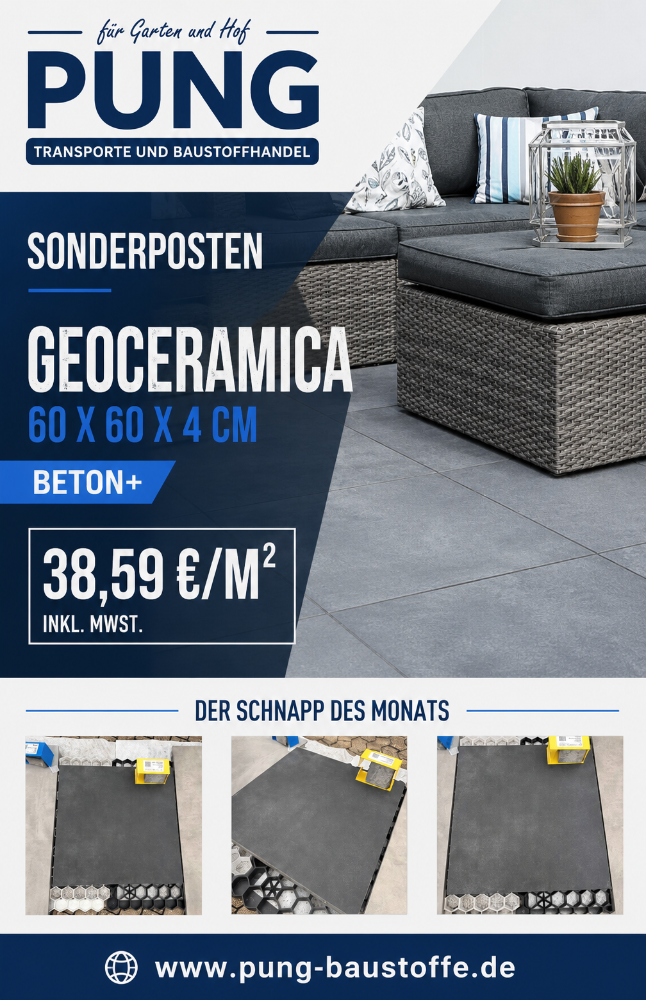 GeoCeramica 60x60x4 cm Pure Cendre Feu (2.Wahl)