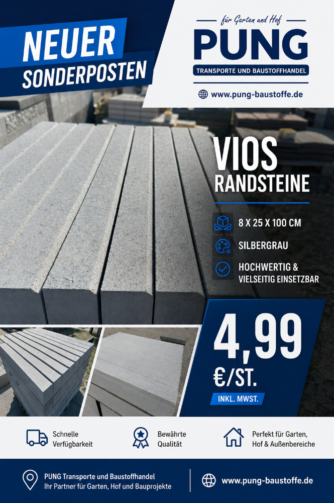 Vios Randstein 8x25x100 cm Silbergrau (2.Wahl/Sonderposten)