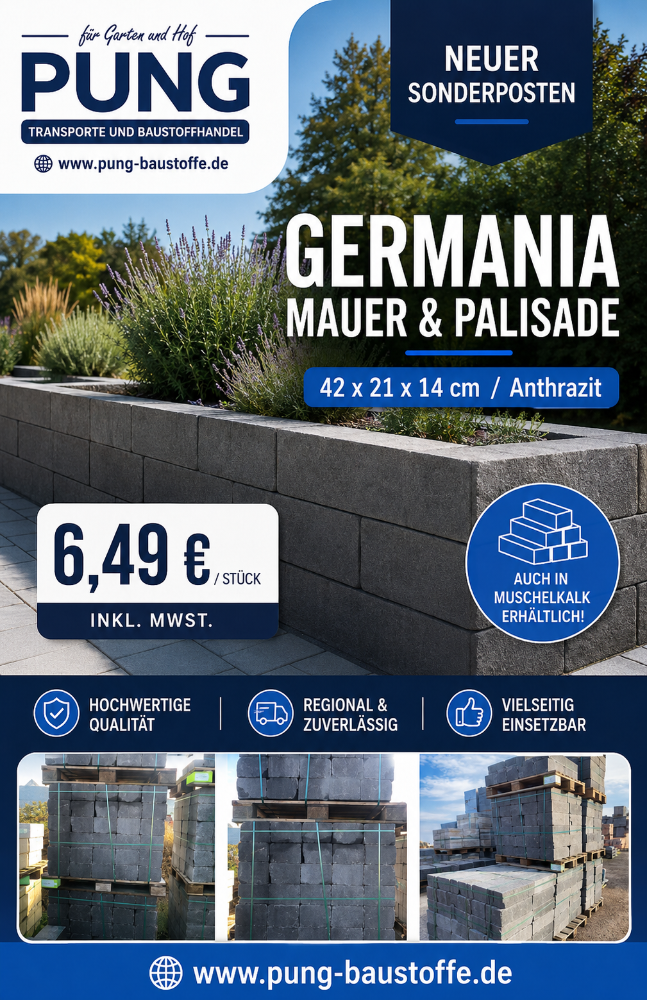 Germania Antik Mauer/Palisade 42x21x14 cm Anthrazit (2.Wahl)