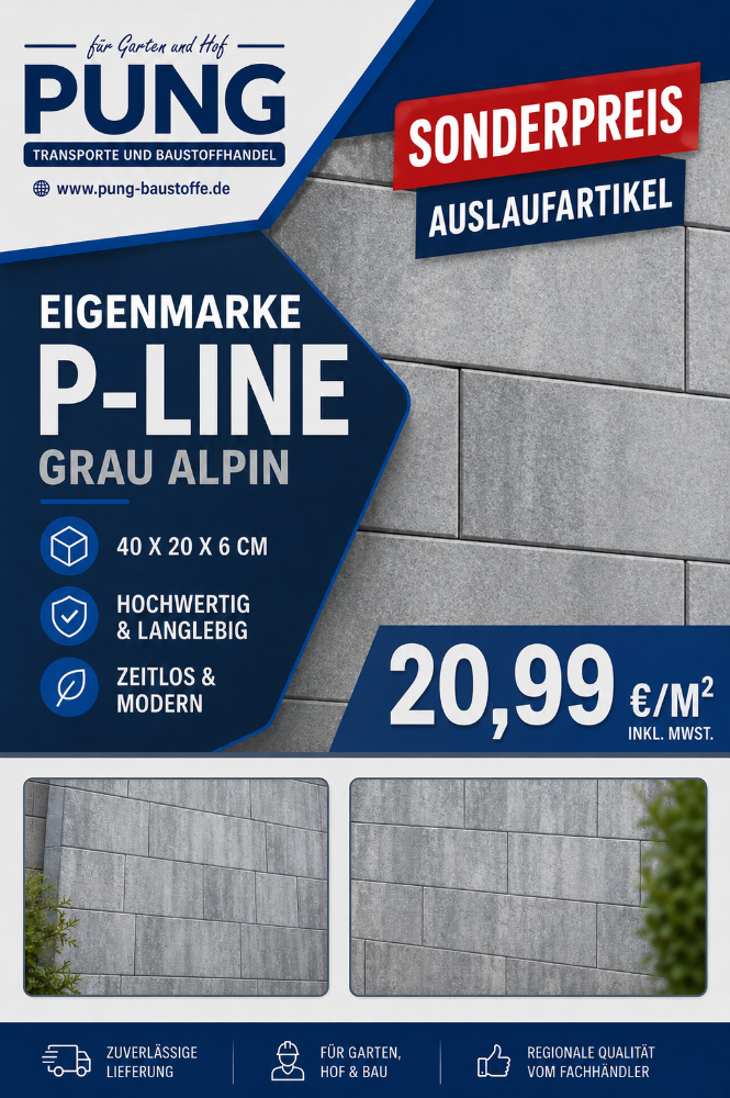 P-Line 40x20x6 cm Alpengrau (1.Wahl/Sonderposten)