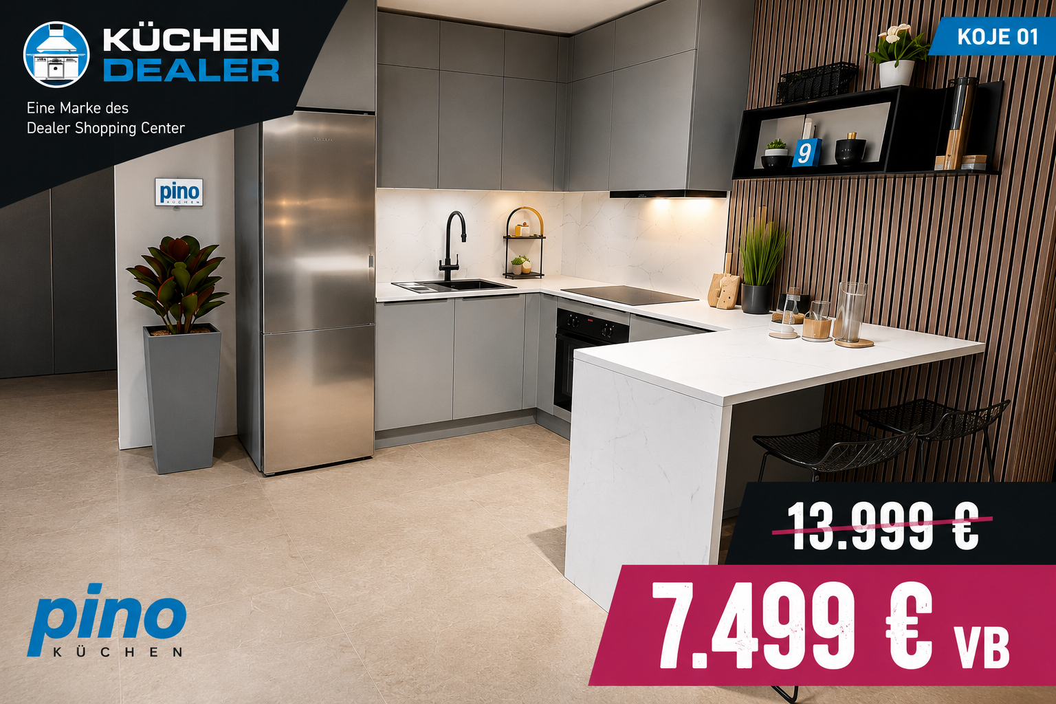 Neue Pino Einbau -Messeküche mit Markengeräten | statt 13.999 €