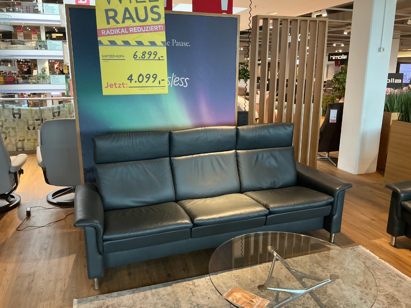Stressless 3 Sitzer Sofa Echtleder blau 231x103x82cm – XXXLutz