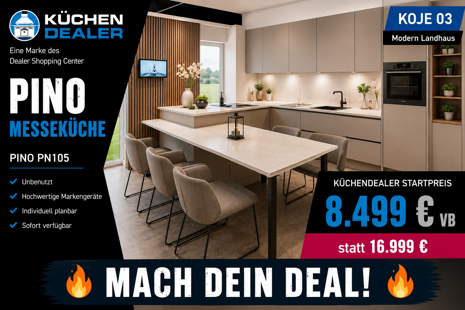 Pino Messeküche mit Geräten & Esstisch| statt 16.999 €