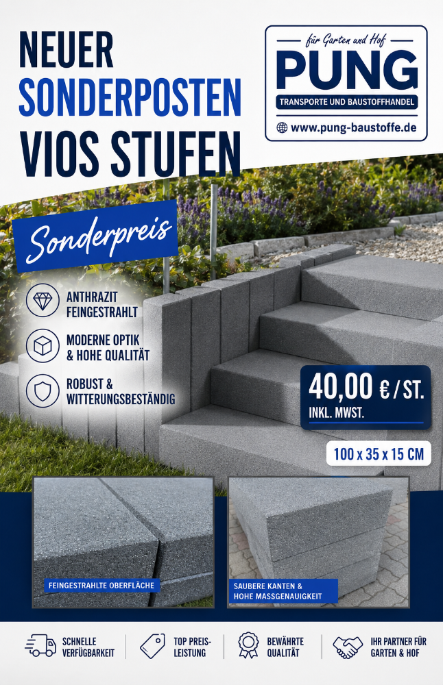 Vios -Stufen 100x35x15 cm anthrazit feingestrahlt (2.Wahl)