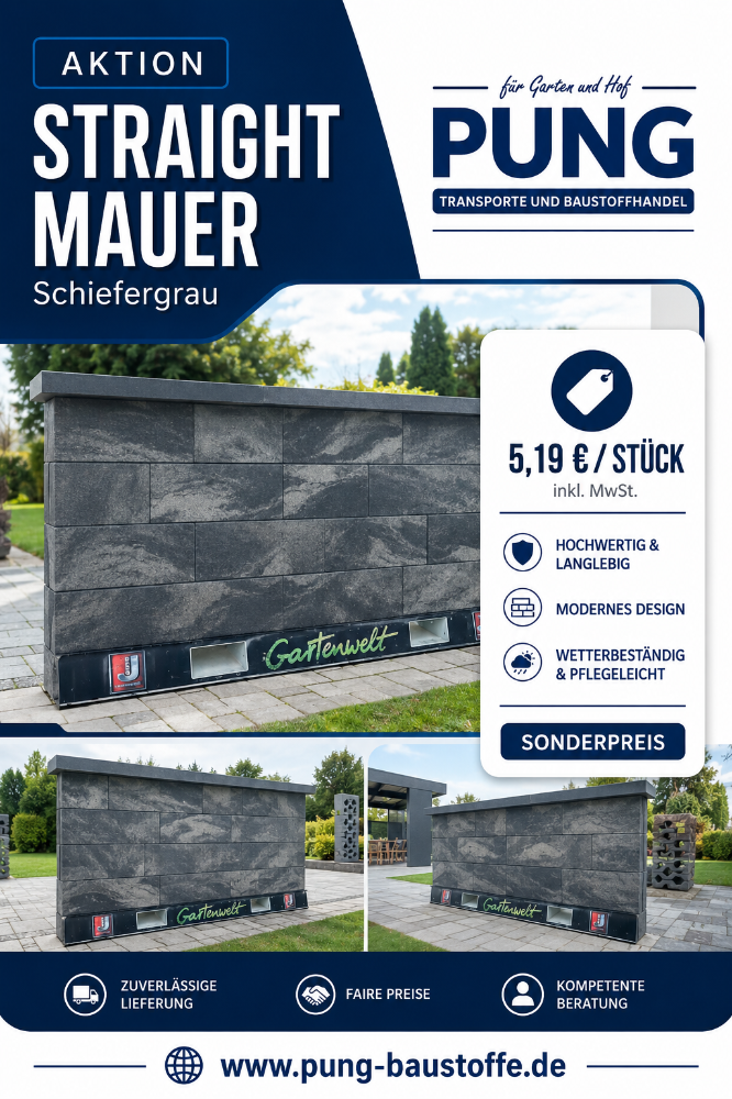 Straight-Mauer schiefergrau-nuanciert 50x25x20 cm