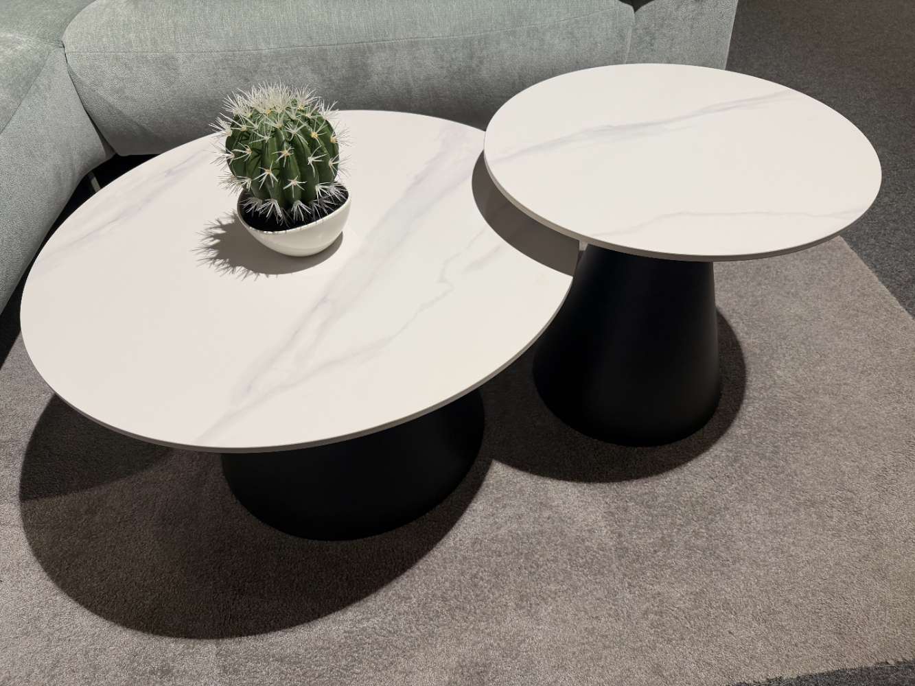Couchtisch/ 2er Set / Marmoroptik weiß matt