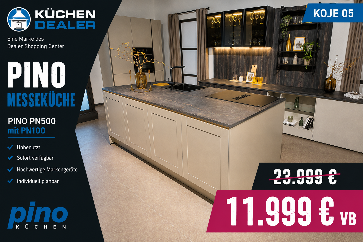 Neue Pino MusterMesseküche mit AEG Markengeräten | statt 23.999 €