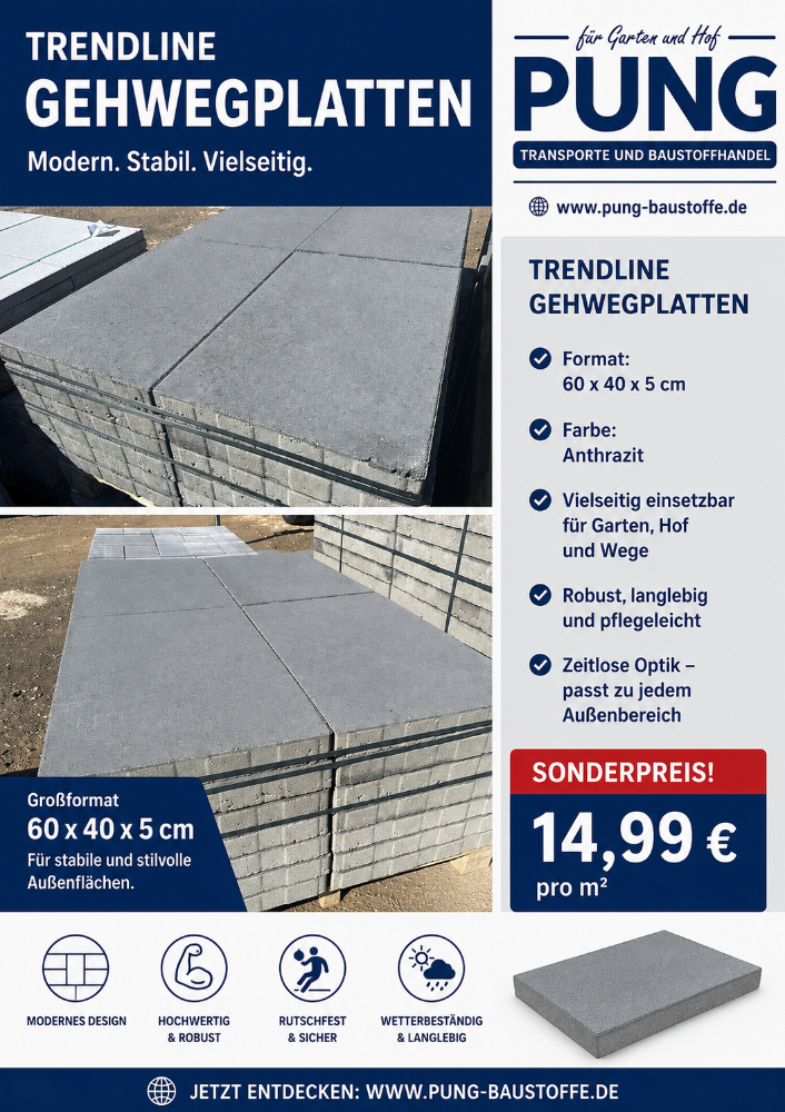 JASTO Trendline-Gehwegplatten 60x40x5 cm anthrazit (2.Wahl)