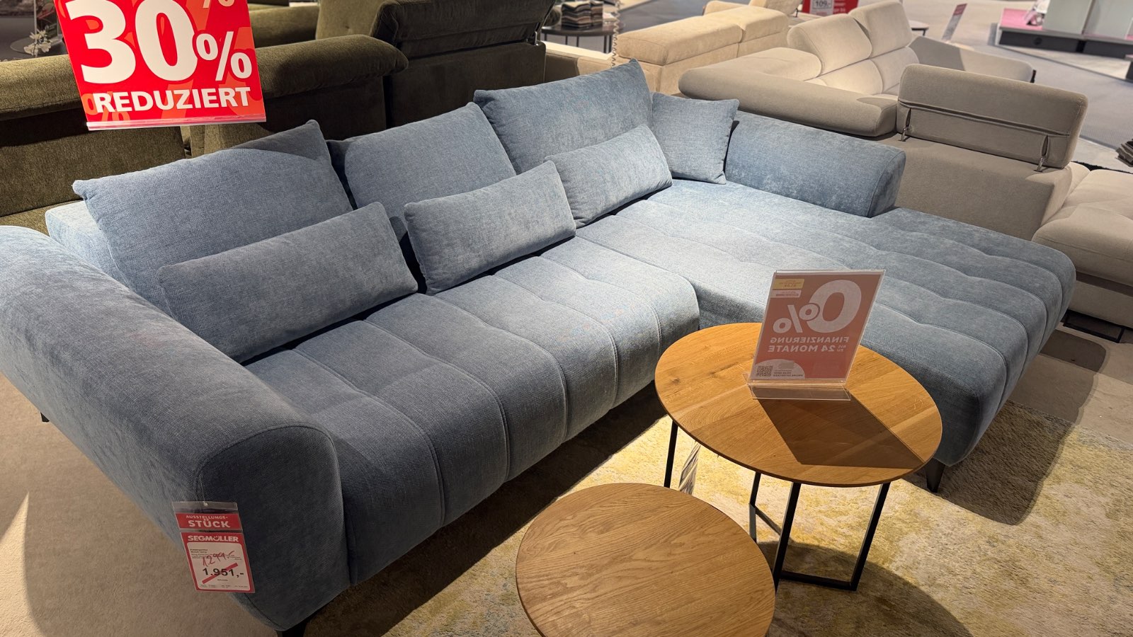 Sofa ca. 287 x 220 cm in blau
