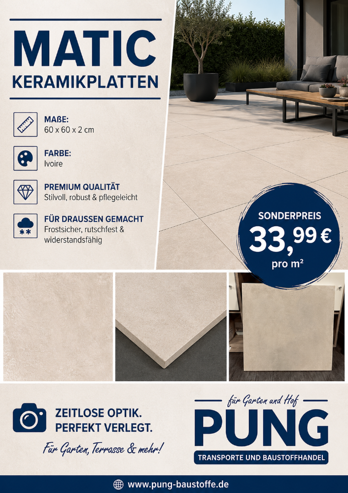 Matic Ivoire 60x60x2 cm rektifiziert Outdoor Plus (2.Wahl)