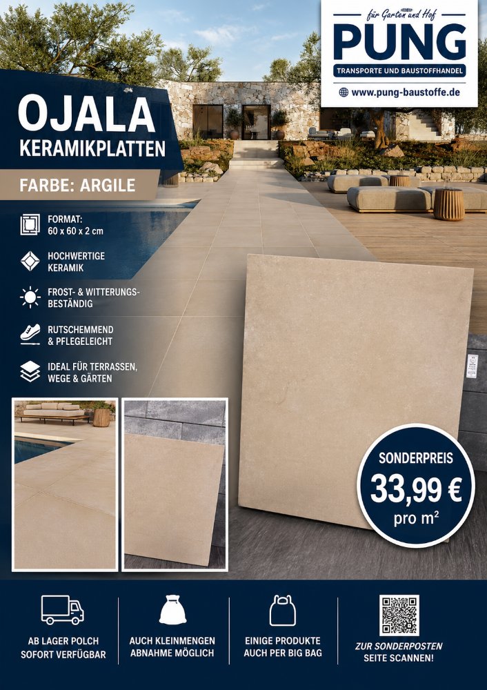Ojala Argile Keramik 60x60x2 cm rektifiziert Outdoor Plus (2.Wahl