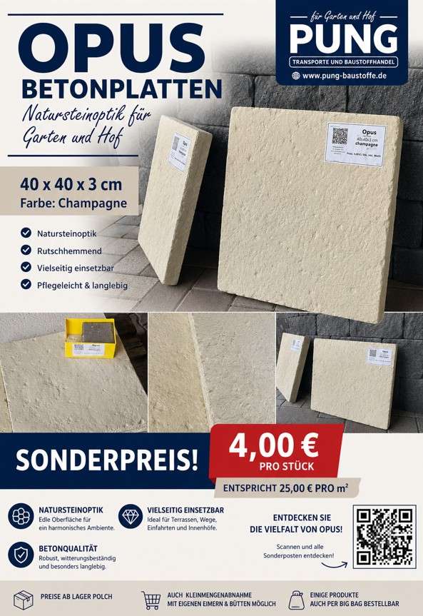 (Weserwaben) Opus Trittplatte 40x40x3 cm Champagne (2.Wahl)