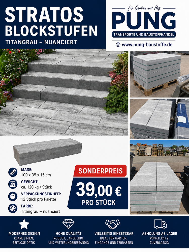 Stratos Blockstufen Titangrau 100x35x15 cm (2.Wahl)