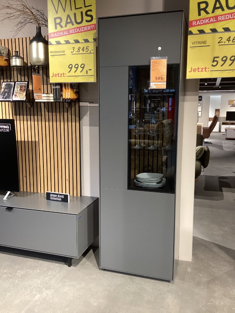 Möbel, Dieter Knoll, Vitrine Riani, ca. 60x198x40cm, Anthrazit