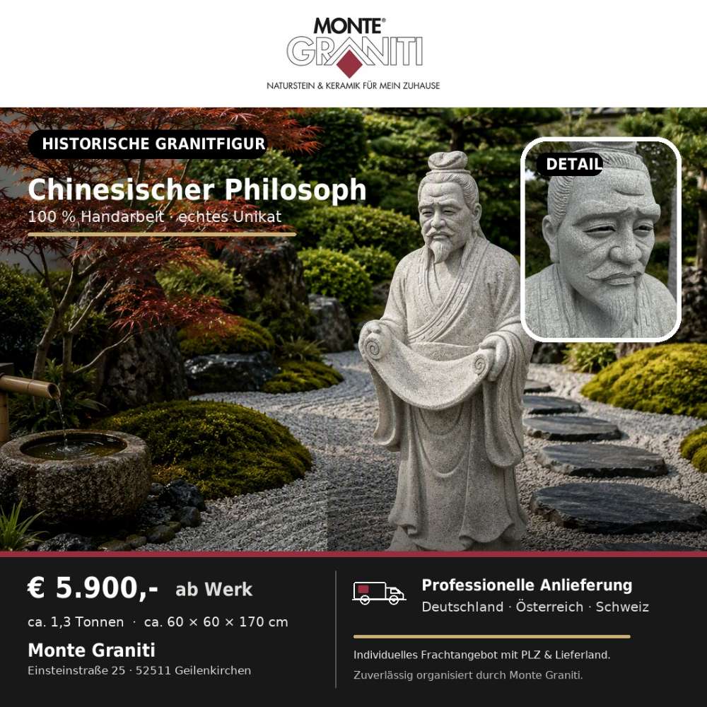 Historische Granitfigur – Chinesischer Philosoph