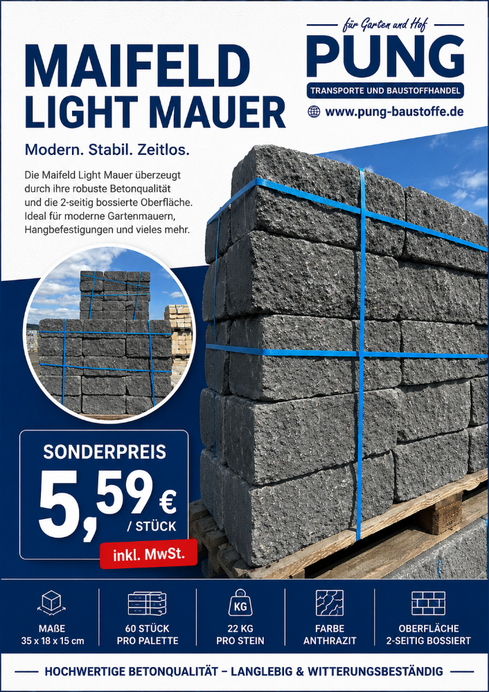Maifeld Light Mauer 35x18x15 cm anthrazit bosiert ( Sonderposten)