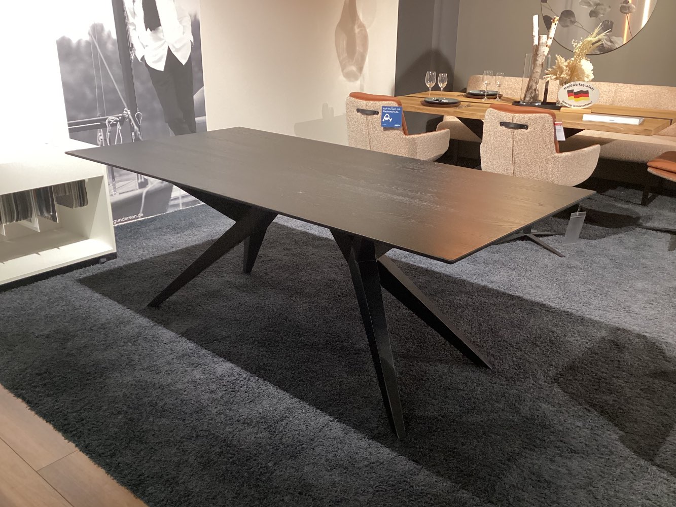 Esstisch „Naxos“, Eiche massiv schwarz, ca. 200×100 cm