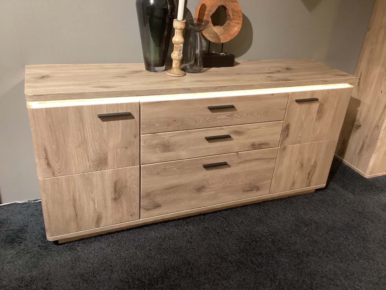 Sideboard „Modena“, Viking Oak Nachbildung, Inkl. Beleuchtung