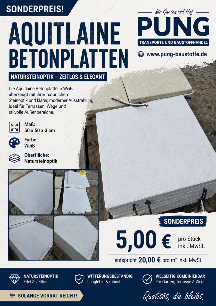 (Weserwaben) Aquitlaine Platte 50x50x3 cm Weiß (2.Wahl)