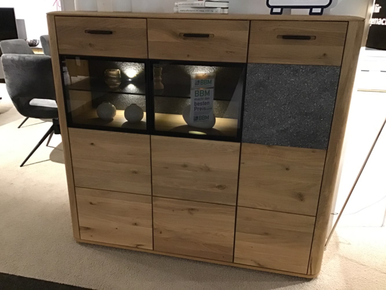 Interliving 2029 Highboard Wildeiche massiv 132x119x39cm