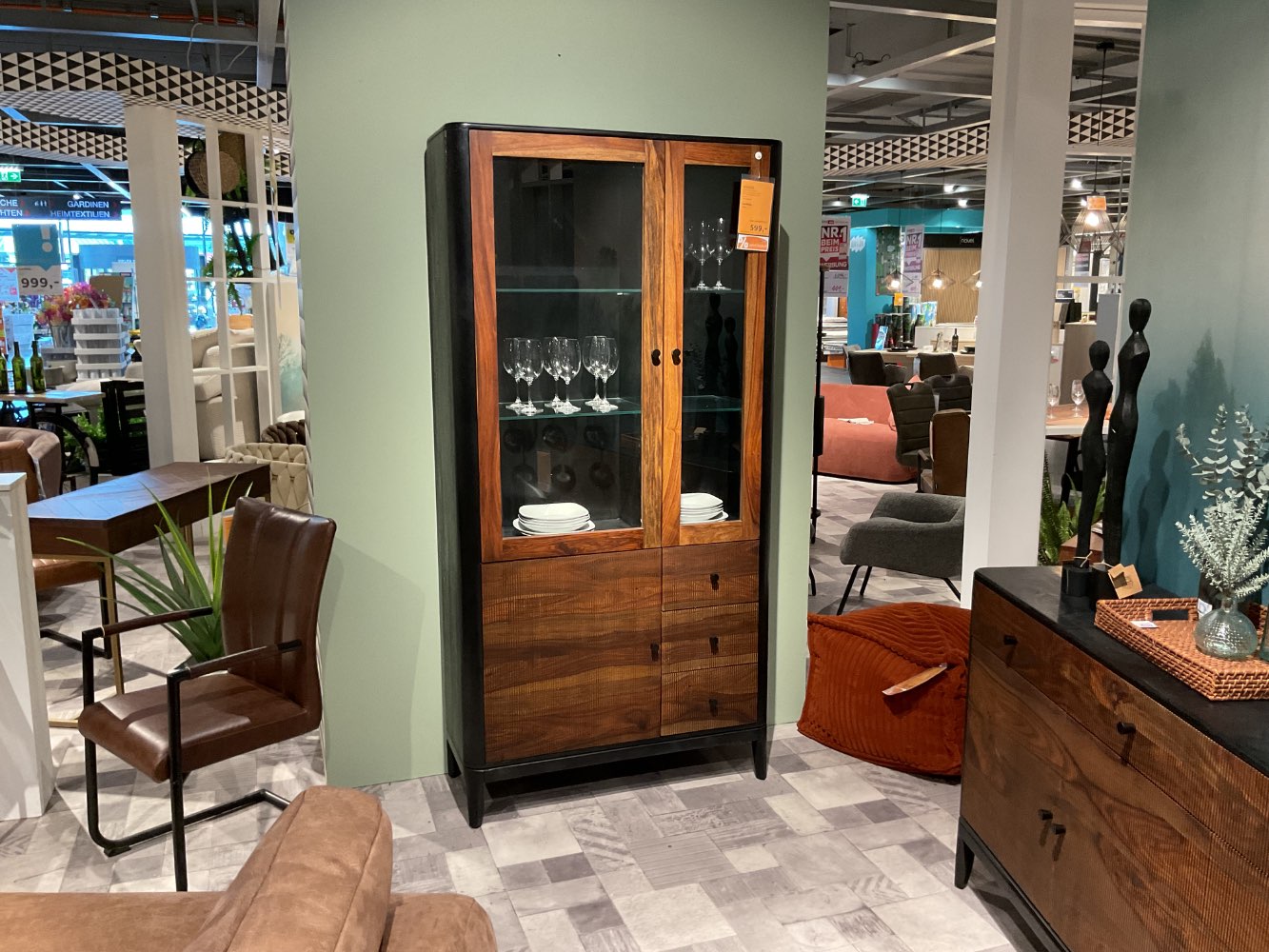 XXXLutz Ausstellungsstück Möbel Vitrine Lille Mango Sheeshamholz