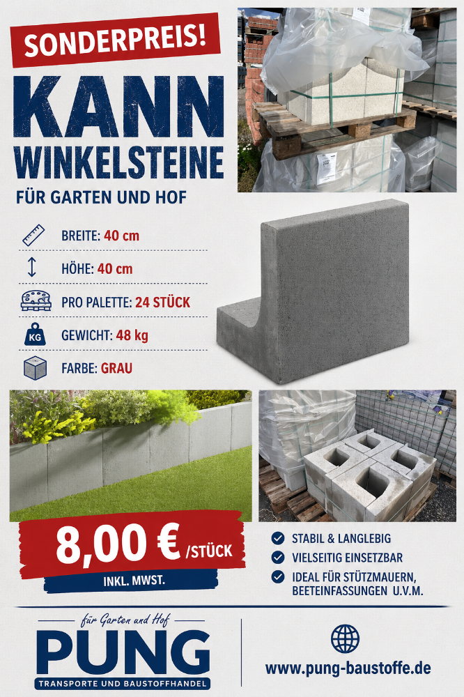 KANN Winkelstein 40 cm hoch grau (2.Wahl)