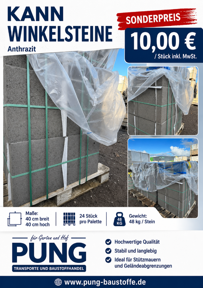 Winkelstein  L=40 B=30 H=40 cm anthrazit ( 2.Wahl )