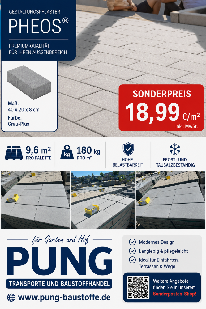 Pheos Pflaster  40x20x8 cm grau plus (2.Wahl)