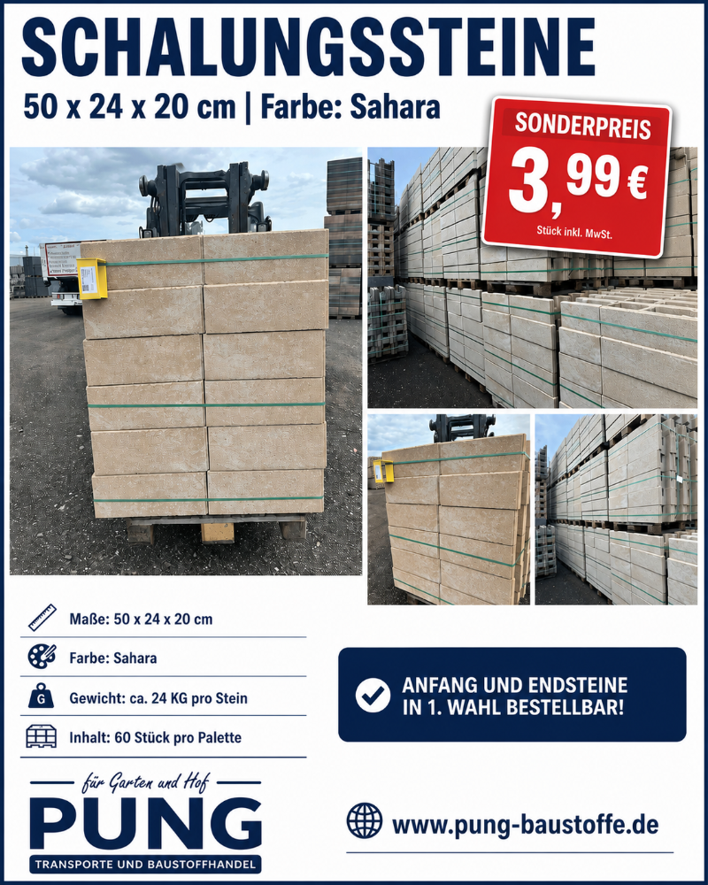 Schalungssteine 50x24x20 sahara (2.Wahl)