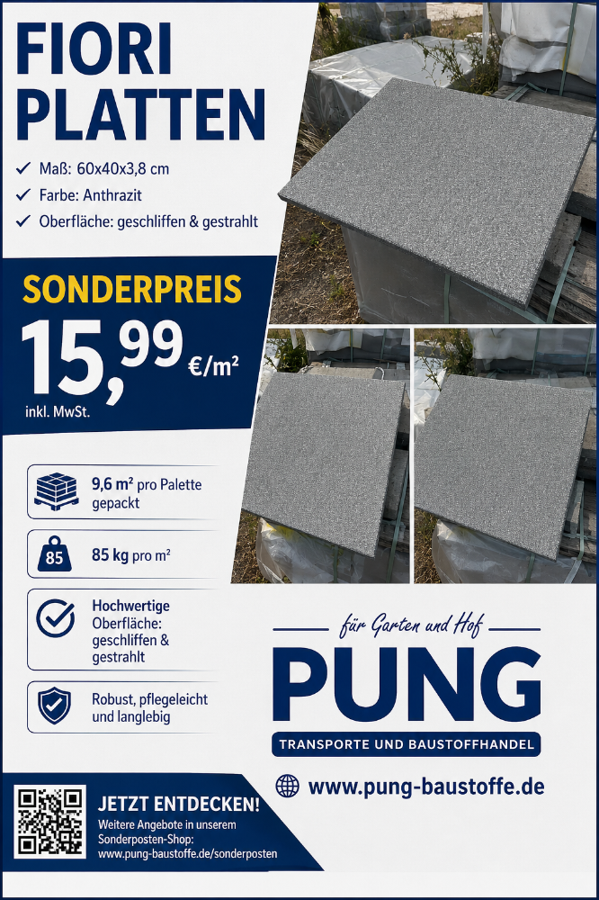 Fiori 60x40x3,8 cm anthrazit geschliffen & gestrahlt  (2.Wahl )