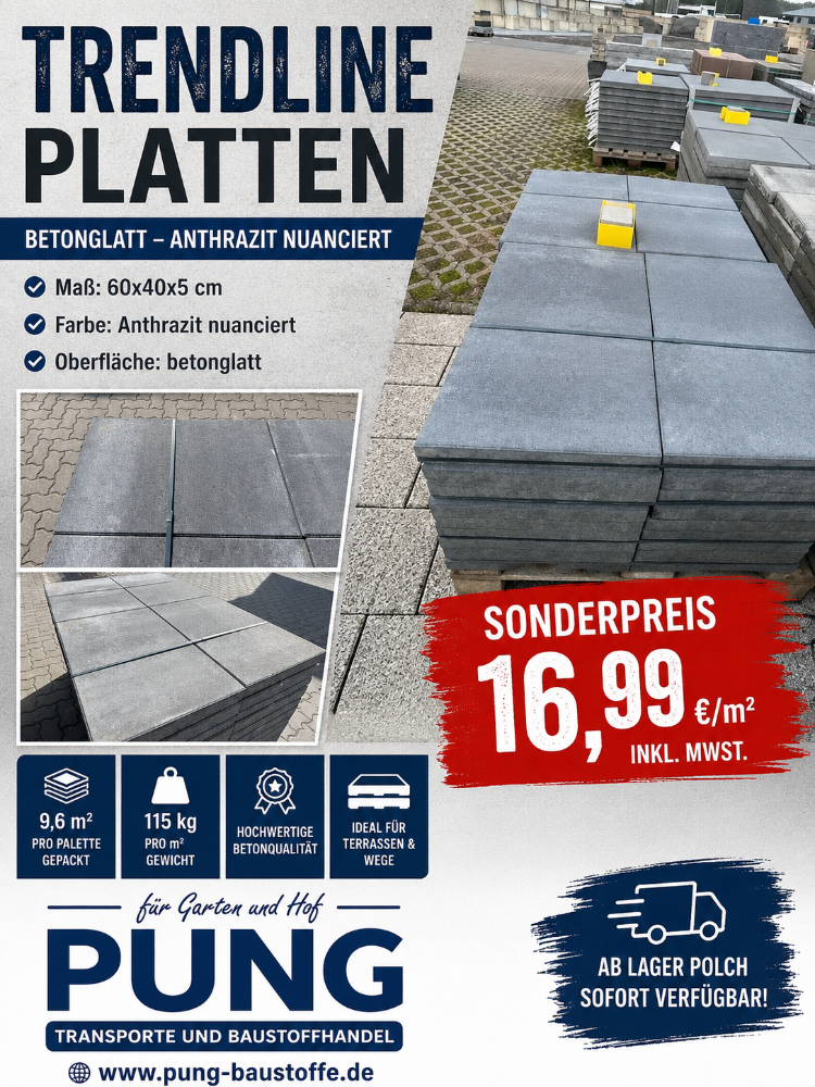 JASTO Trendline Platten 60x40x5 cm anthrazit nuanciert (2.Wahl)