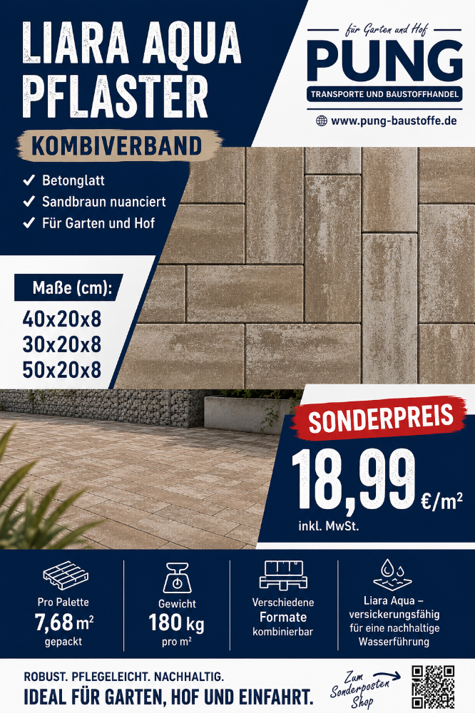 Liara Pflaster Aqua sandbraun nuanciert 8 cm (2.Wahl)