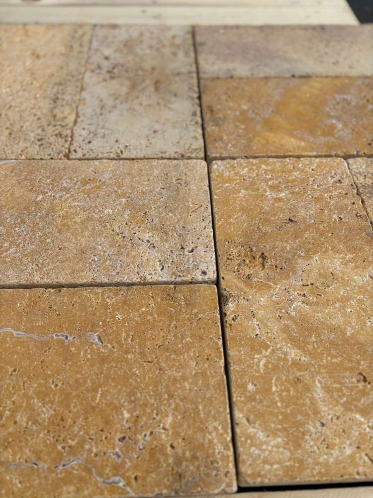 TERRASSENPLATTEN TRAVERTIN orange -antik-39,7×19,7x3cm -Auslauf-
