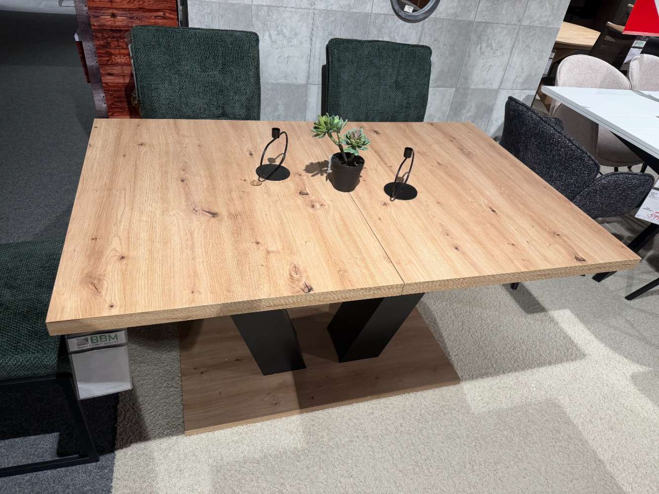 Esstisch / modern / zum ausziehen / Artisaneiche / schwarz
