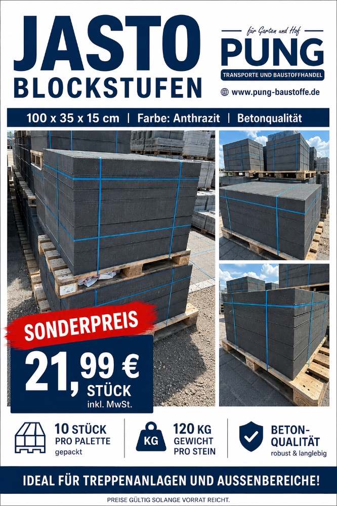 JASTO Blockstufen 100x35x15 cm Anthrazit (2.Wahl)