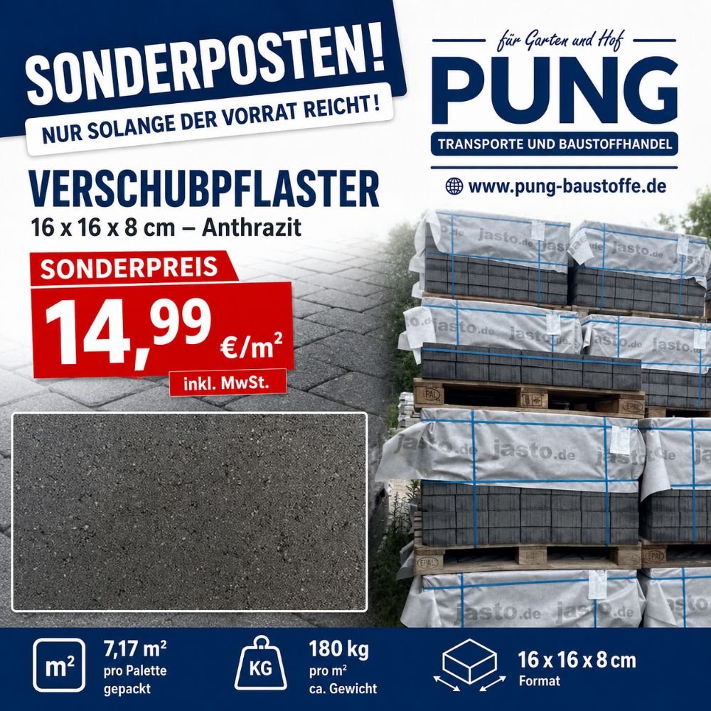 Verschubpflaster 16x16x8 cm anthrazit (2.Wahl)
