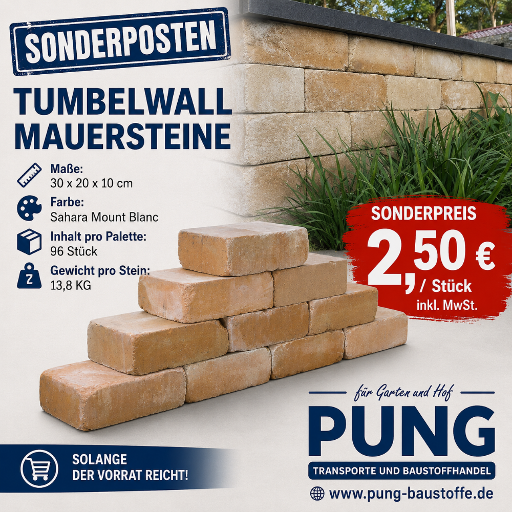 Tumbelwall sahara nuanciert / Mont Blanc 30x20x10 cm (Restposten)