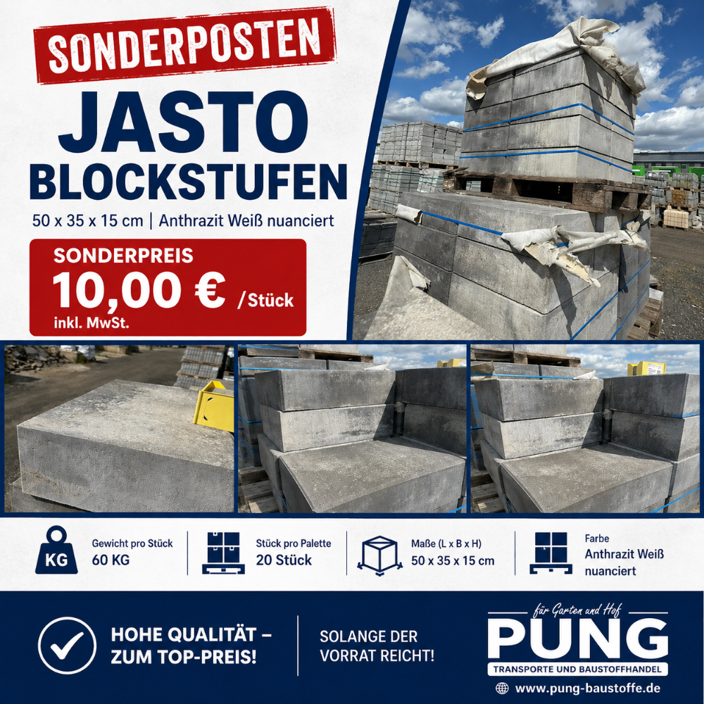 JASTO Blockstufe 50x35x15 cm  anthrazit-weiß nuanciert (Restposten)