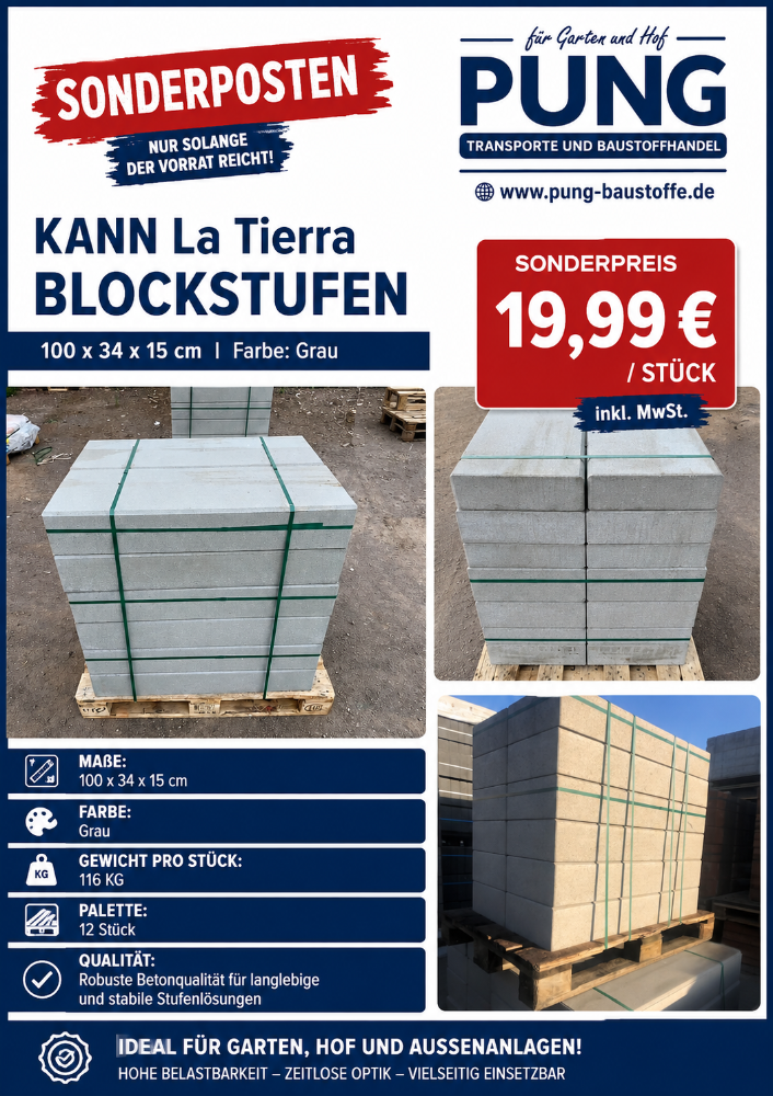 La Tierra Stufen grau 100x34x15 cm (2.Wahl)