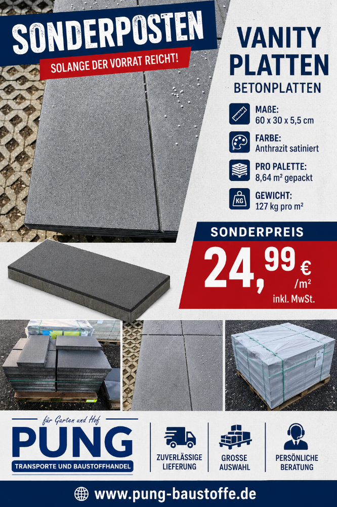 Vanity Platten 60x30x5,5 cm anthrazit satiniert (2.Wahl)