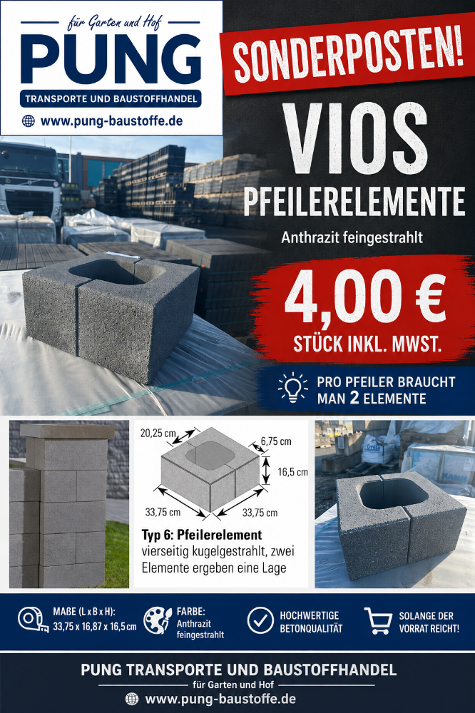 Vios Mauer Pfeilerelement 33,75×16,87×16,5 cm anthrazit