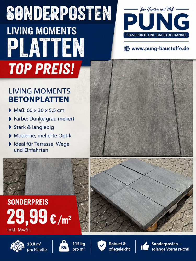 Living Moments Platten 60x30x5,5 dunkelgrau meliert (Restposten)