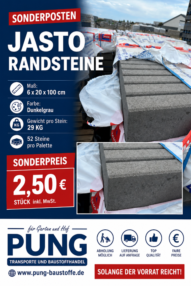 JASTO Randsteine 6x20x100 cm Dunkelgrau (2.Wahl)