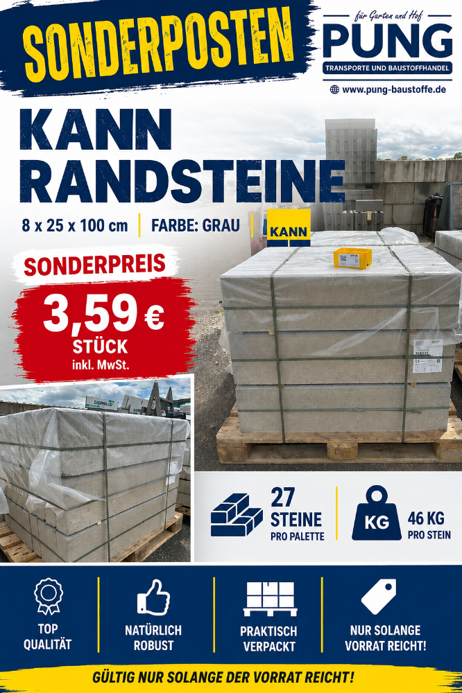KANN Randstein 8x25x100 cm grau  (2.Wahl)