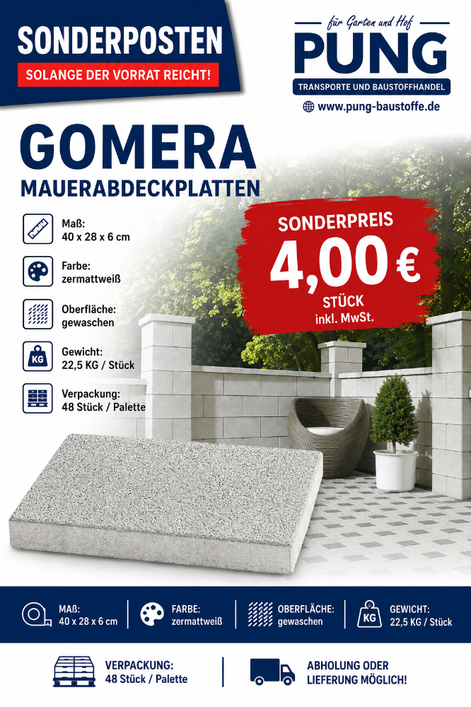Gomera Abdeckplatten 40x28x6 cm Zermattweiß (2.Wahl )
