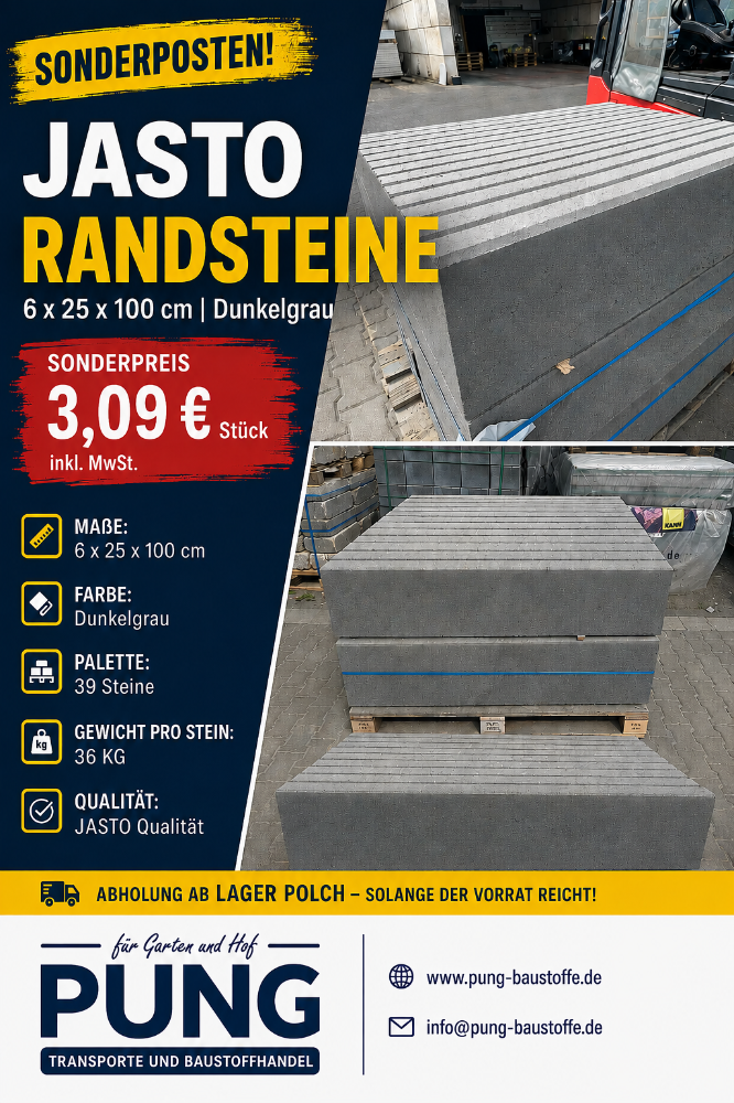 JASTO Randsteine 6x25x100 cm Dunkelgrau (2.Wahl)