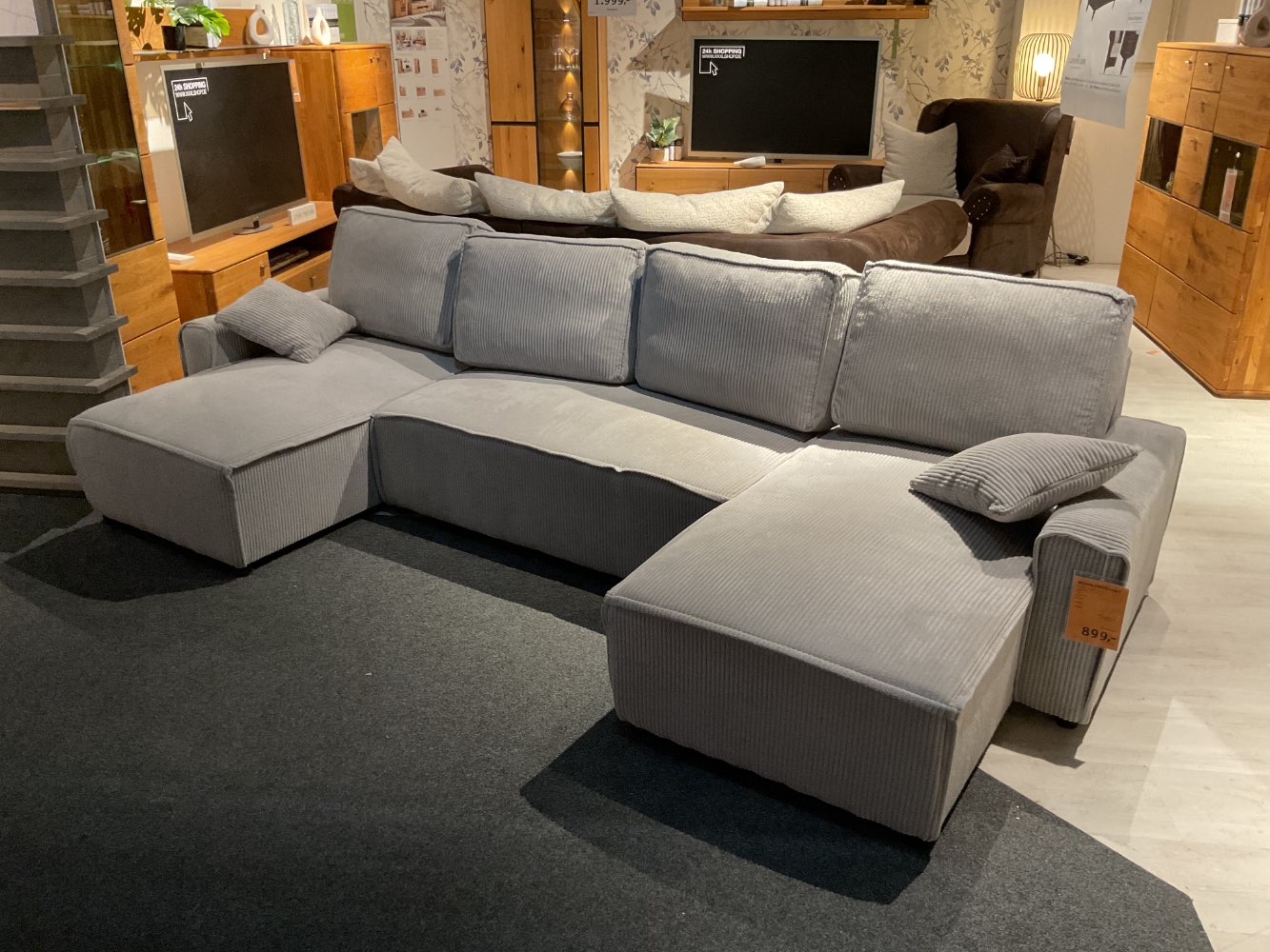 XXXLutz Ausstellungsstück Möbel Wohnlandschaft Ambro U Cord beige