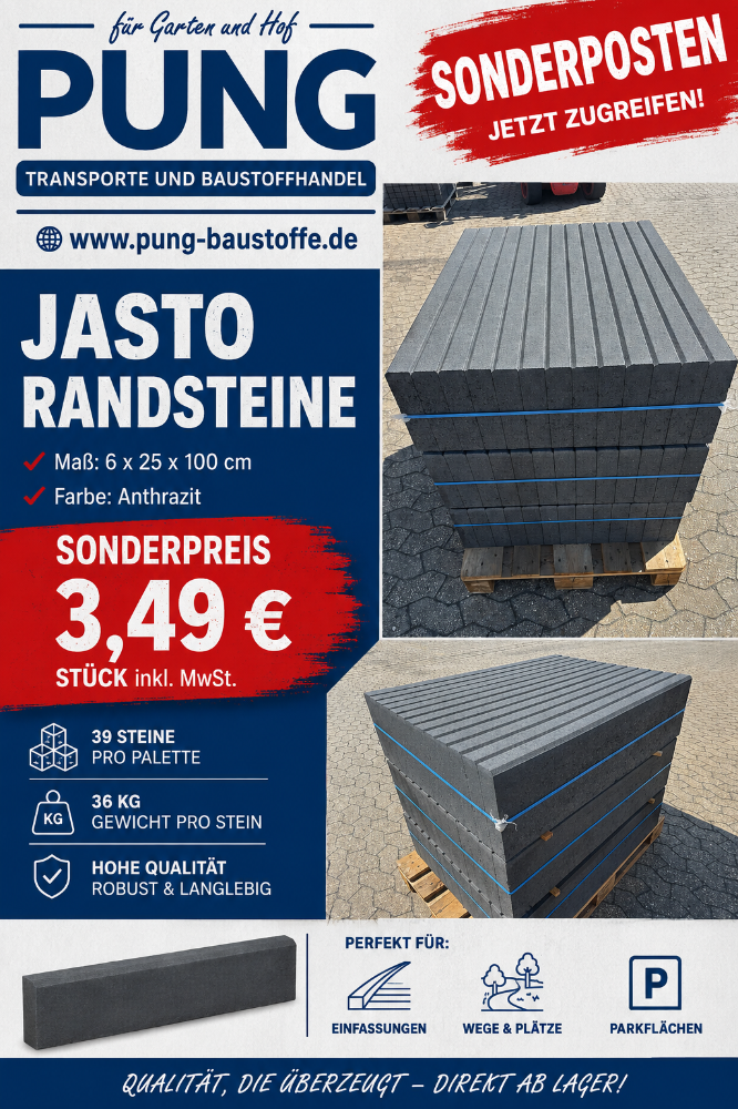 JASTO Randsteine 6x25x100 cm Anthrazit (2.Wahl)